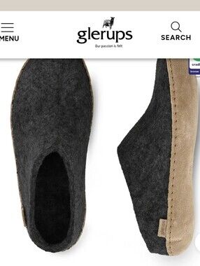 Glerups 40/9 Charcoal Wool Clog Unisex Slip-On